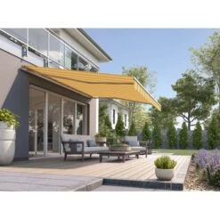 Wismar Gelenkarmmarkise Classic 300 Cm X 200 Cm Gelb-Weiß-Grau -Outdoor Schirm Verkauf 146772 2354 AB 02