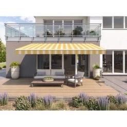 Wismar Gelenkarmmarkise Classic 600 Cm X 200 Cm Gelb-Weiß-Grau -Outdoor Schirm Verkauf 146772 2354 AB 04 1