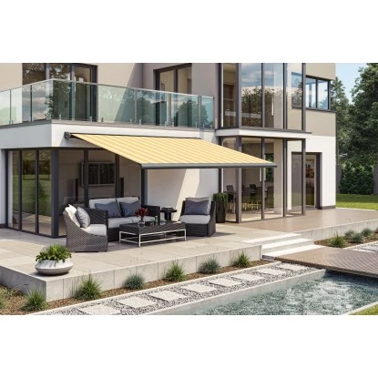 Wismar Kassettenmarkise S-Compact 300 Cm X 200 Cm Gelb-Weiß-Grau 4 Wismar Kassettenmarkise S-Compact 300 Cm X 200 Cm Gelb-Weiß-Grau – Bild 2