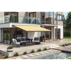 Wismar Kassettenmarkise S-Compact 600 Cm X 200 Cm Gelb-Weiß-Grau -Outdoor Schirm Verkauf 148820 2354 AB 01 5