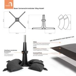 Baser Sonnenschirmständer 50 Kg Dunkelbraun -Outdoor Schirm Verkauf 1528 TechnischesDatenblatt