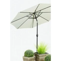 Gartenfreude Marktschirm Ø 270 Cm Creme Mit Kurbelmechanik -Outdoor Schirm Verkauf 159726 4655 pt01