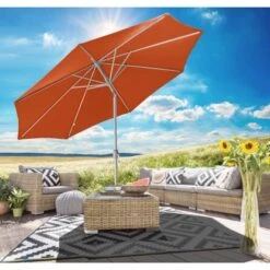 Gartenfreude Marktschirm Ø 300 Cm Terracotta Mit Kurbelmechanik -Outdoor Schirm Verkauf 320923 4655 42510839042425