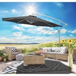 Gartenfreunde Ampelschirm Ø 300 Cm Anthrazit Mit Kurbel -Outdoor Schirm Verkauf 320927 4655 42510839043587