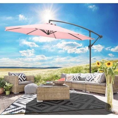 Gartenfreunde Ampelschirm Ø 300 Cm Pastell Rosa Mit Kurbel 4 Gartenfreunde Ampelschirm Ø 300 Cm Pastell Rosa Mit Kurbel – Bild 2