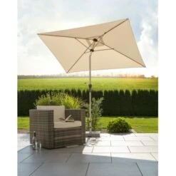Schneider Schirme Marktschirm 150 Cm X 230 Cm Natur Mit Kurbelmechanik -Outdoor Schirm Verkauf 4000570688024 2630 AB 2