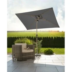 Schneider Schirme Marktschirm 150 Cm X 230 Cm Anthrazit Mit Kurbelmechanik -Outdoor Schirm Verkauf 4000570688154 2630 AB 2