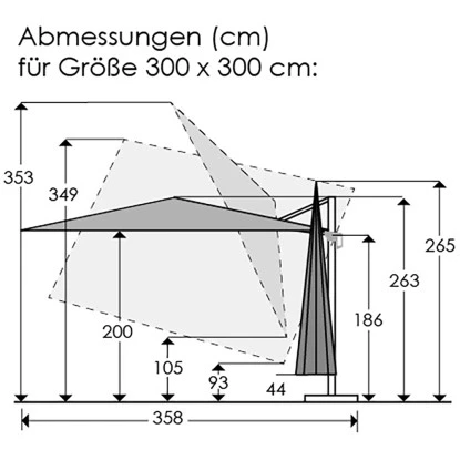 Schneider Schirme Ampelschirm 300 Cm X 358 Cm Anthrazit Mit Kurbelmechanik 14 Schneider Schirme Ampelschirm 300 Cm X 358 Cm Anthrazit Mit Kurbelmechanik – Bild 12