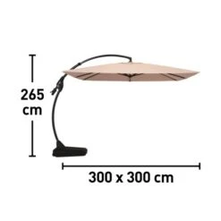 Ampelschirm Peoria 300 Cm X 300 Cm Beige Mit Kurbel -Outdoor Schirm Verkauf 4048124992906 VM01 091019