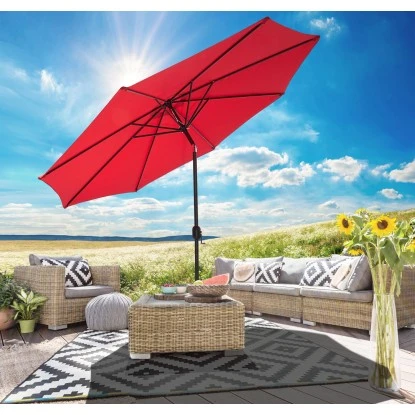 Gartenfreude Marktschirm Ø 300 Cm Rot Mit Kurbelmechanik 4 Gartenfreude Marktschirm Ø 300 Cm Rot Mit Kurbelmechanik – Bild 2