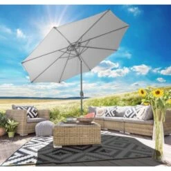Gartenfreude Marktschirm Ø 300 Cm Grau Mit Kurbelmechanik -Outdoor Schirm Verkauf 4251083905713 4655 01