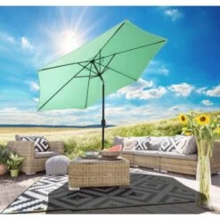 Gartenfreude Marktschirm Ø 200 Cm Grün Mit Kurbelmechanik -Outdoor Schirm Verkauf 4251083905775 4655 01