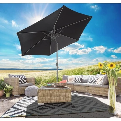 Gartenfreude Marktschirm Ø 270 Cm Anthrazit Mit Kurbelmechanik 4 Gartenfreude Marktschirm Ø 270 Cm Anthrazit Mit Kurbelmechanik – Bild 2