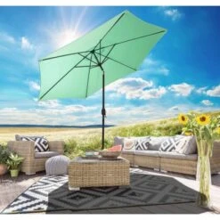 Gartenfreude Marktschirm Ø 270 Cm Grün Mit Kurbelmechanik -Outdoor Schirm Verkauf 4251083905850 4655 01