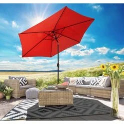 Gartenfreude Marktschirm Ø 270 Cm Rot Mit Kurbelmechanik 9 Gartenfreude Marktschirm Ø 270 Cm Rot Mit Kurbelmechanik -Outdoor Schirm Verkauf 4251083905881 4655 01