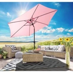 Gartenfreude Marktschirm Ø 300 Cm Rosa Mit Kurbelmechanik -Outdoor Schirm Verkauf 4251083905928 4655 01