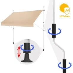 Gartenfreude Klemmmarkise Taupe/Beige 200 X 120 Cm Ohne Bohren, Gerader Schnitt -Outdoor Schirm Verkauf 4251083911622 4655 5
