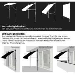 Gartenfreude Klemmmarkise Taupe/Beige 200 X 120 Cm Ohne Bohren, Gerader Schnitt -Outdoor Schirm Verkauf 4251083911622 4655 6