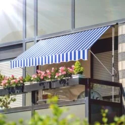 Gartenfreude Klemmmarkise Blau/Weiß 200 X 120 Cm Ohne Bohren, Wellen Schnitt -Outdoor Schirm Verkauf 4251083911660 4655 9