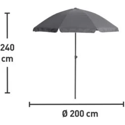 Balkonschirm Hernando Ø 200 Cm Anthrazit Mit Push-Up-Funktion -Outdoor Schirm Verkauf 435377 picture 1
