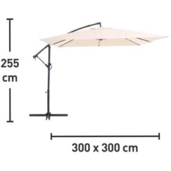 Ampelschirm Alvarado 300 Cm X 300 Cm Beige Mit Kurbel -Outdoor Schirm Verkauf 435433 picture 1