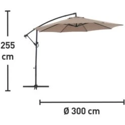 Ampelschirm Alvarado Ø 300 Cm Mokka Mit Kurbel -Outdoor Schirm Verkauf 435435 picture 1