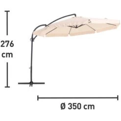 Ampelschirm Cocoa Beach Ø 350 Cm Beige Mit Kurbel -Outdoor Schirm Verkauf 435438 picture 1