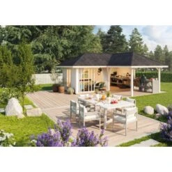 Palmako Holz-Pavillon Bianca 24,9 M² Set 3 Natur / Unbehandelt -Outdoor Schirm Verkauf 4743142018804 4980 AB 04