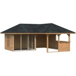 Palmako Holz-Pavillon Bianca 24,9 M² Set 3 Braun Tauchgrundiert