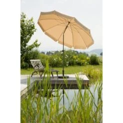Schneider Schirme Balkonschirm Aquila Ø 250 Cm Natur Mit Push-Up Mechanik -Outdoor Schirm Verkauf 475415 2630 2