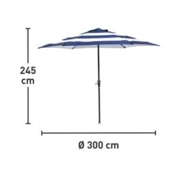 Marktschirm Honolulu Ø 300 Cm Blau-Weiß Mit Kurbel -Outdoor Schirm Verkauf 48124987803 VM01 280219 15