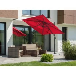 Schneider Schirme Ampelschirm 230 Cm X 300 Cm Rot Mit Kurbelmechanik -Outdoor Schirm Verkauf 609384 2630 08