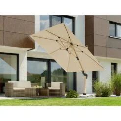Schneider Ampelschirm Rhodos Twist Woody Natur 300 Cm X 300 Cm -Outdoor Schirm Verkauf 609397 2630 12