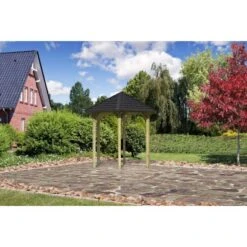 Karibu Pavillon Alicante Set Kdi Mit Schindeln Schwarz 235 Cm X 208 Cm X 280 Cm -Outdoor Schirm Verkauf 806161 3739 01