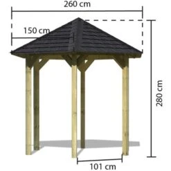 Karibu Pavillon Alicante Set Kdi Mit Schindeln Schwarz 235 Cm X 208 Cm X 280 Cm -Outdoor Schirm Verkauf 806161 3739 02