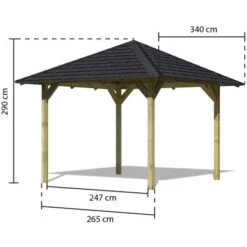 Karibu Pavillon Bever 1 Set Kdi Mit Schindeln Schwarz 265 Cm X 265 Cm X 290 Cm -Outdoor Schirm Verkauf 806166 3739 02