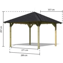 Karibu Pavillon Bever 2 Set Kdi Mit Schindeln Schwarz 289 Cm X 289 Cm X 297 Cm -Outdoor Schirm Verkauf 806167 3739 02