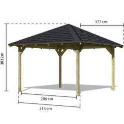 Karibu Pavillon Bever 3 Set Kdi Mit Schindeln Schwarz 314 Cm X 314 Cm X 303 Cm -Outdoor Schirm Verkauf 806168 3739 02