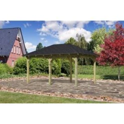 Karibu Pavillon Bever 4 Set Kdi Mit Schindeln Schwarz 429 Cm X 289 Cm X 296 Cm -Outdoor Schirm Verkauf 806169 3739 01
