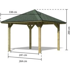 Karibu Pavillon Varberg 1 Set Aktion Kdi Mit Schindeln Grün 264,5 X264,5 X290 Cm -Outdoor Schirm Verkauf 806170 3739 02