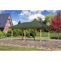 Karibu Pavillon Varberg 2 Set Kdi Mit Schindeln Grün 517,5 Cm X 264,5 Cm X290 Cm -Outdoor Schirm Verkauf 806171 3739 01
