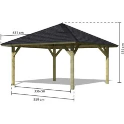 Karibu Pavillon Hedemark 1 Set Kdi Mit Schindeln Schwarz 359 Cm X 359 Cm X315 Cm -Outdoor Schirm Verkauf 806172 3739 02