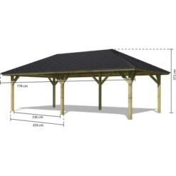 Karibu Pavillon Hedemark 2 Set Kdi Mit Schindeln Schwarz 359 Cm X 706 Cm X315 Cm -Outdoor Schirm Verkauf 806173 3739 02