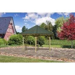 Karibu Pavillon Akerhus Set Kdi Mit Schindeln Grün 370 Cm X 324 Cm X 315 Cm -Outdoor Schirm Verkauf 806174 3739 01