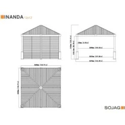 Sojag Aluminium Pavillon Nanda Champagner 363 Cm X 363 Cm Inkl. Seitenwand -Outdoor Schirm Verkauf 8153652 1741 04