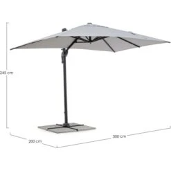 Bizzotto Ampelschirm Ines 2 M X 3 M Anthrazit-Hellgrau -Outdoor Schirm Verkauf 867264 11003200 9