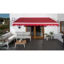 Wismar Gelenkarmmarkise Silber M. Kurbelbed. 300 X 200 Cm Stoff Rostrot -Outdoor Schirm Verkauf 909861 2354 3