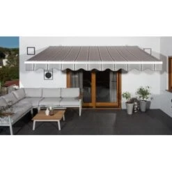 Wismar Gelenkarmmarkise Silber M. Kurbelbed. 300 X 200 Cm Stoff Grau-Schwarz -Outdoor Schirm Verkauf 909868 2354 3