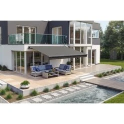 Wismar Teilhülsenmarkise Anthrazit M. Kurbelbed. 250 X 150 Cm Stoff Dunkelgrau -Outdoor Schirm Verkauf 911519 2354 3