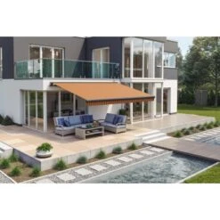 Wismar Teilhülsenmarkise Anthrazit M. Kurbelbed. 250 X 150 Cm Stoff Orange-Braun -Outdoor Schirm Verkauf 911623 2354 3